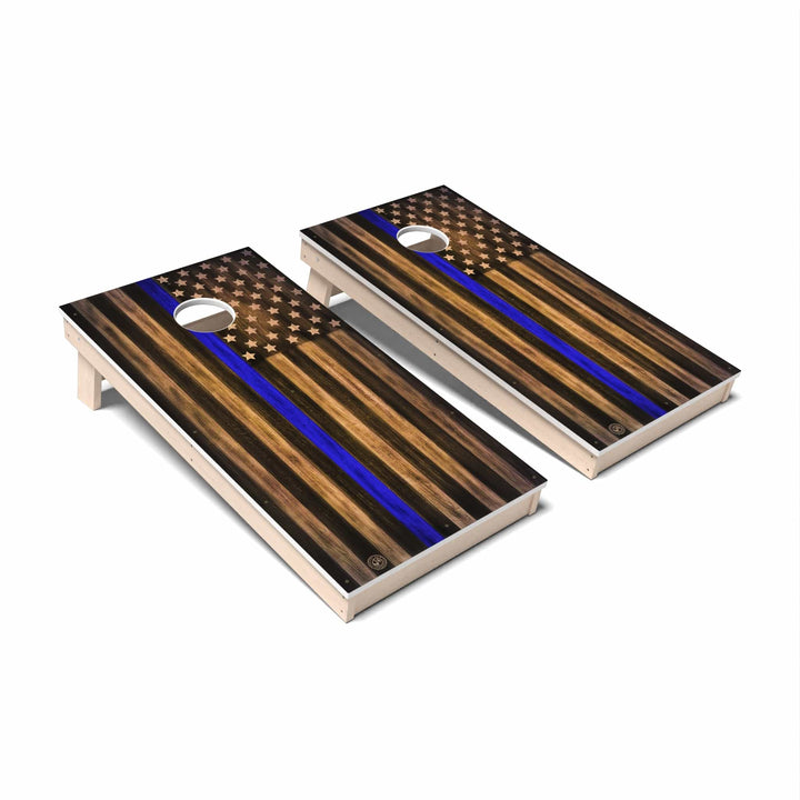 Slick Woody's Cornhole Co. Cornhole Board Law Enforcement Blue Thin Line Flag Cornhole Boards - All Weather