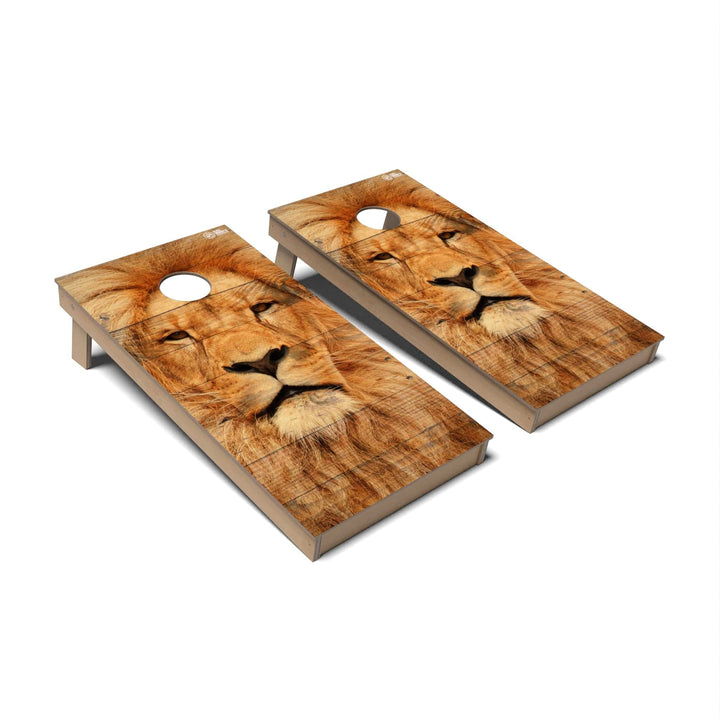 Slick Woody's Cornhole Co. Cornhole Board Leo Lion Wild Animal Cornhole Boards - Backyard