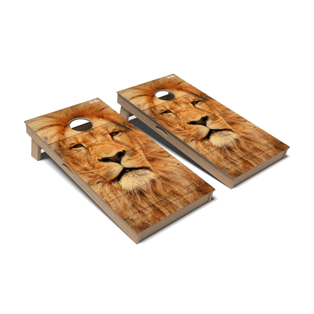 Slick Woody's Cornhole Co. Cornhole Board Leo Lion Wild Animal Cornhole Boards - Professional Signature