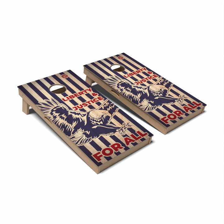 Slick Woody's Cornhole Co. Cornhole Board Liberty and Justice Americana Cornhole Boards - Professional Signature