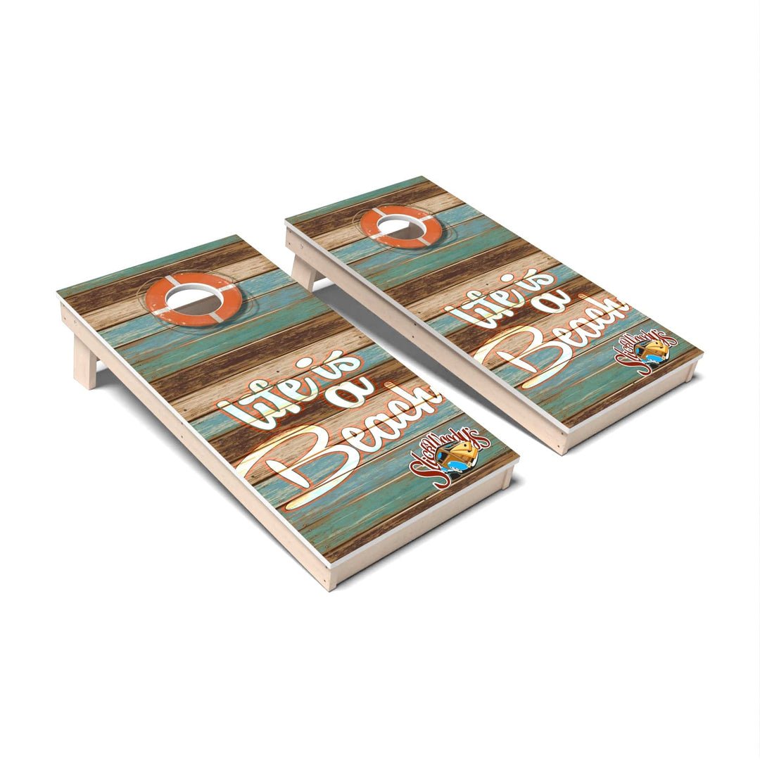 Slick Woody's Cornhole Co. Cornhole Board Life is a Beach Coastal Cornhole Boards - All Weather