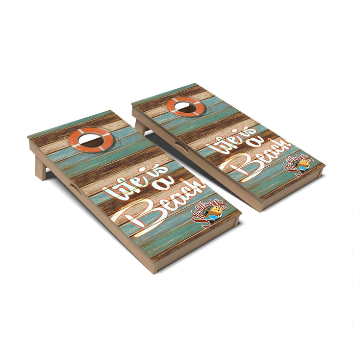 Slick Woody's Cornhole Co. Cornhole Board Life is a Beach Coastal Cornhole Boards - Professional Signature