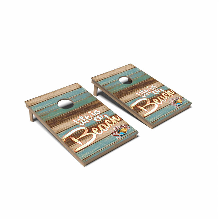 Slick Woody's Cornhole Co. Cornhole Board Life is a Beach Coastal Cornhole Boards - Tailgate