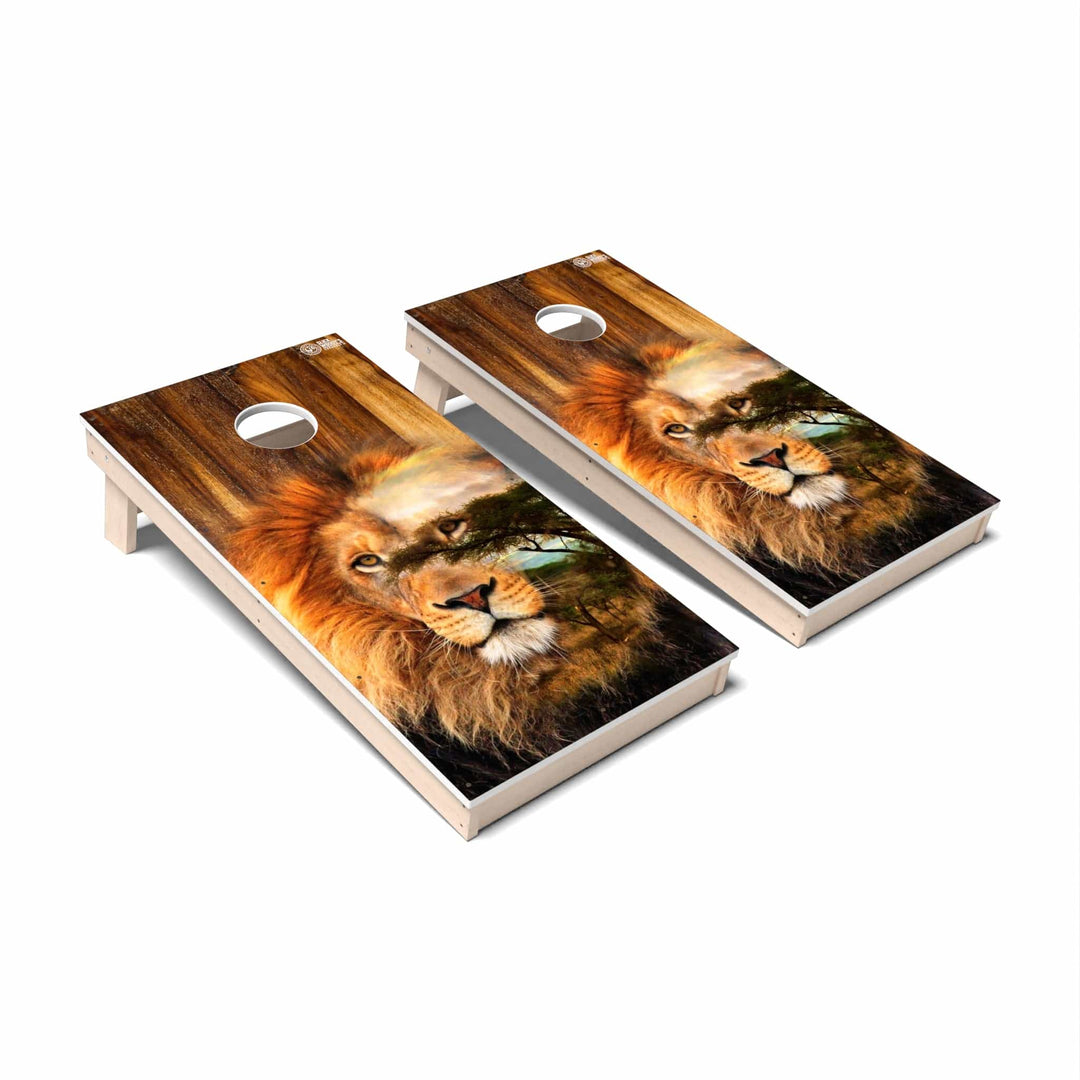 Slick Woody's Cornhole Co. Cornhole Board Lion Wild Animal Cornhole Boards - All Weather