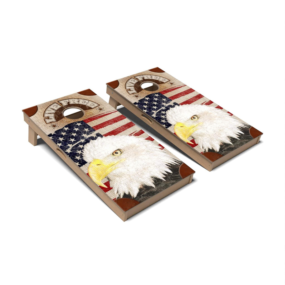 Slick Woody's Cornhole Co. Cornhole Board Live Free Patriotic Cornhole Boards - Professional Signature