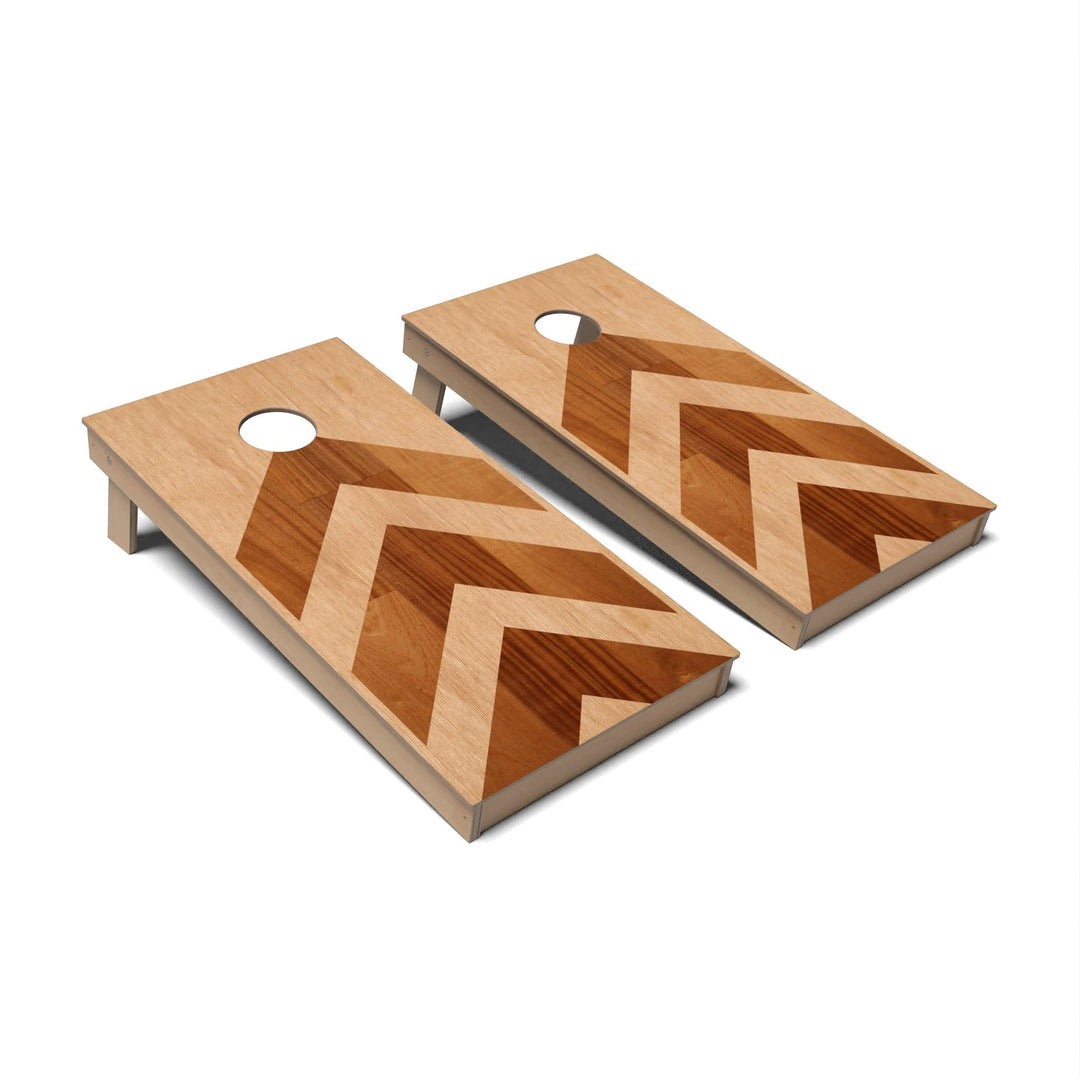 Slick Woody's Cornhole Co. Cornhole Board Mahogany Arrows Geometric Wood Cornhole Boards - Backyard
