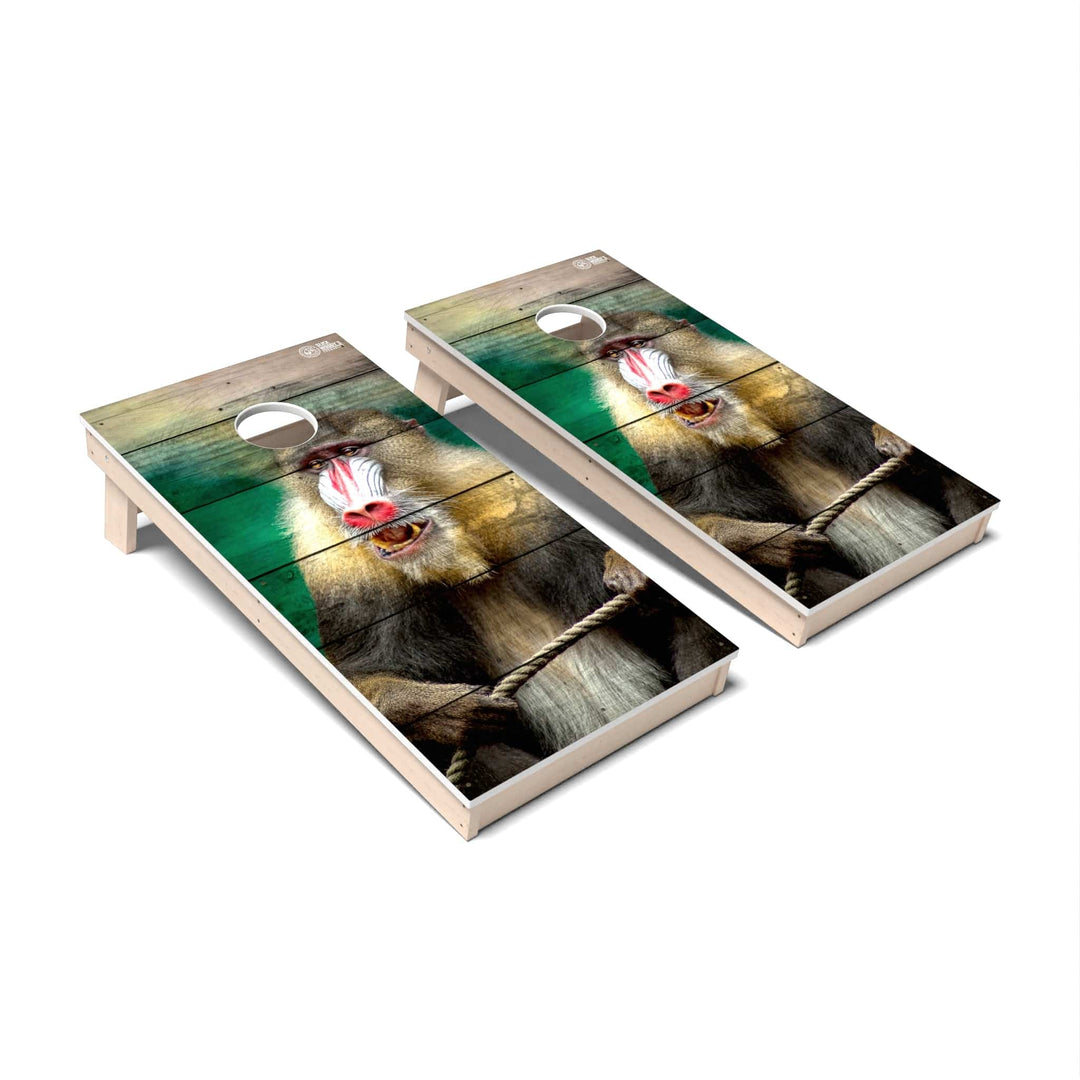 Slick Woody's Cornhole Co. Cornhole Board Mandrill Monkey Wild Animal Cornhole Boards - All Weather