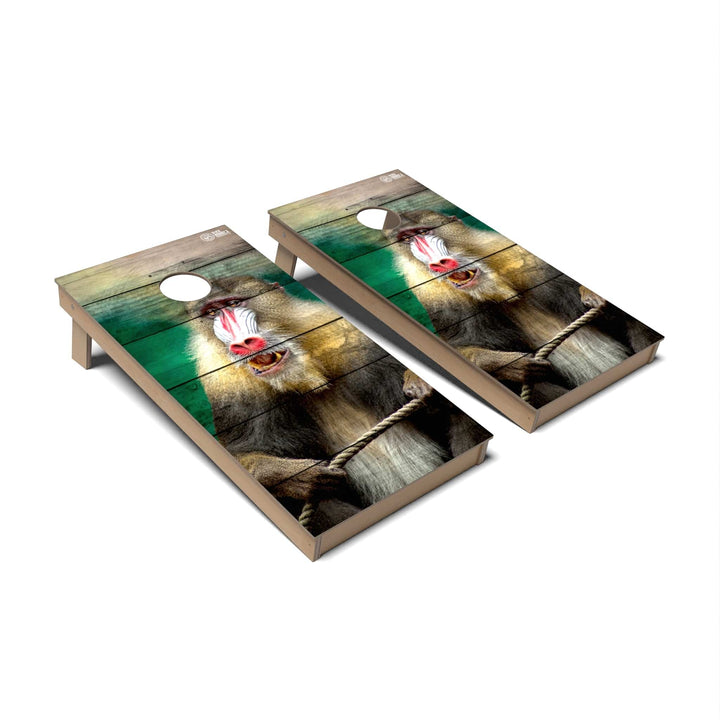 Slick Woody's Cornhole Co. Cornhole Board Mandrill Monkey Wild Animal Cornhole Boards - Backyard