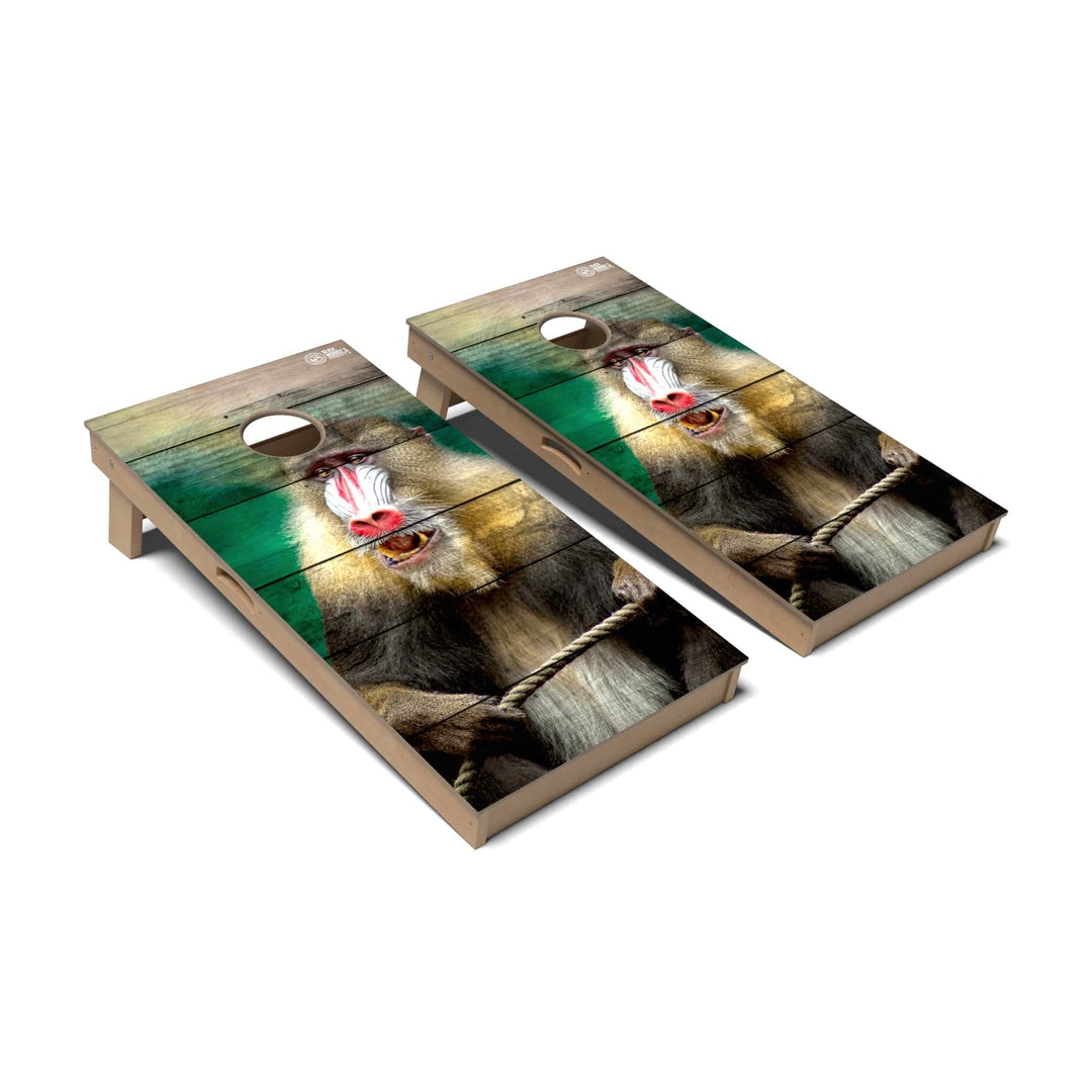 Slick Woody's Cornhole Co. Cornhole Board Mandrill Monkey Wild Animal Cornhole Boards - Professional Signature