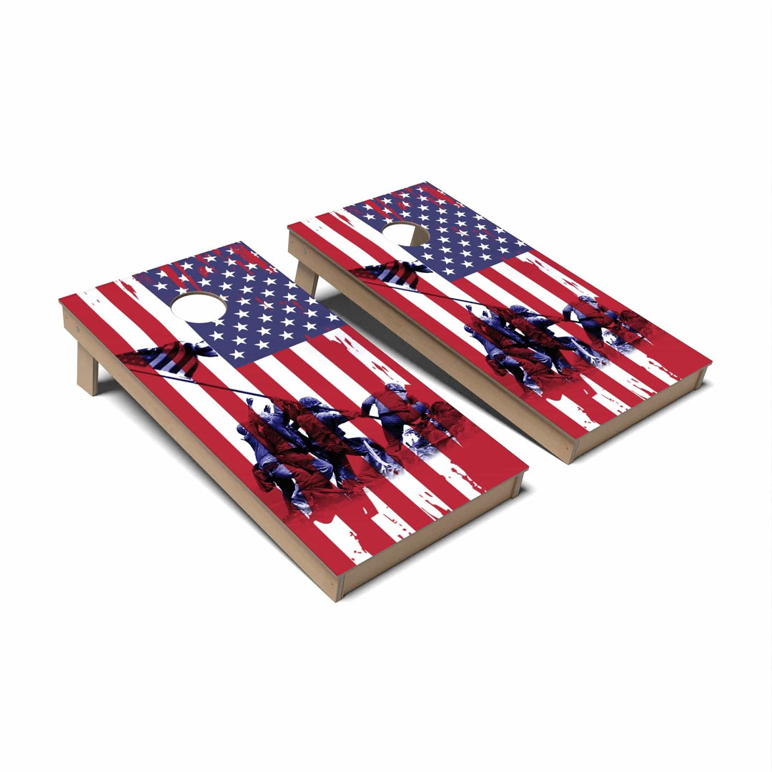 Slick Woody's Cornhole Co. Cornhole Board Marines Iwo Jima Military Cornhole Boards - Backyard