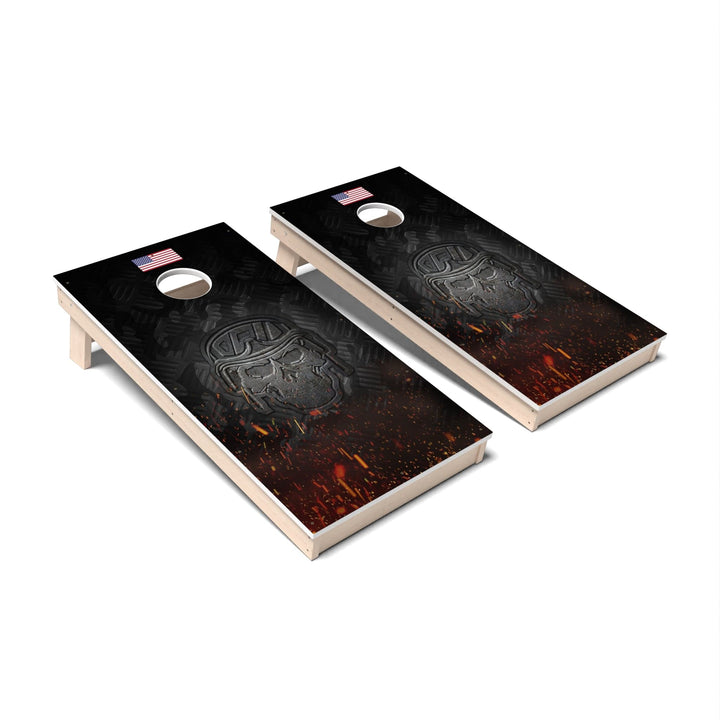 Slick Woody's Cornhole Co. Cornhole Board Metal Skull Helmet Military Cornhole Boards - All Weather