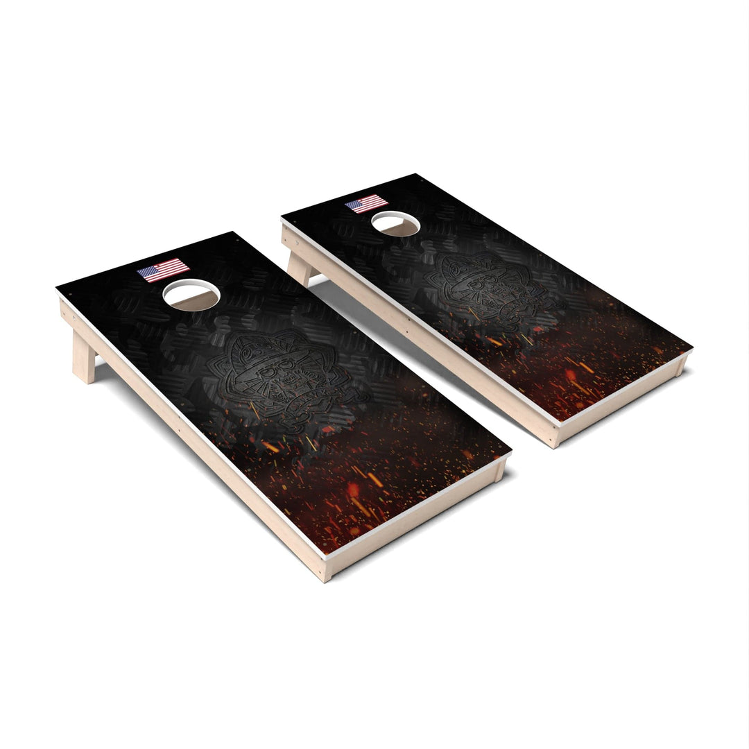 Slick Woody's Cornhole Co. Cornhole Board Metal Skull Navy Military Cornhole Boards - All Weather