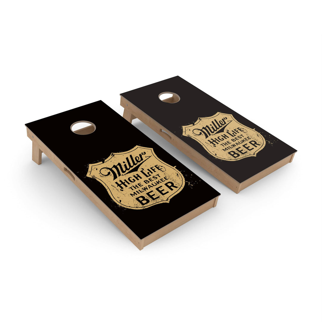 Slick Woody's Cornhole Co. Cornhole Board Miller High Life Grunge Beer Brands Cornhole Boards - Premium Signature