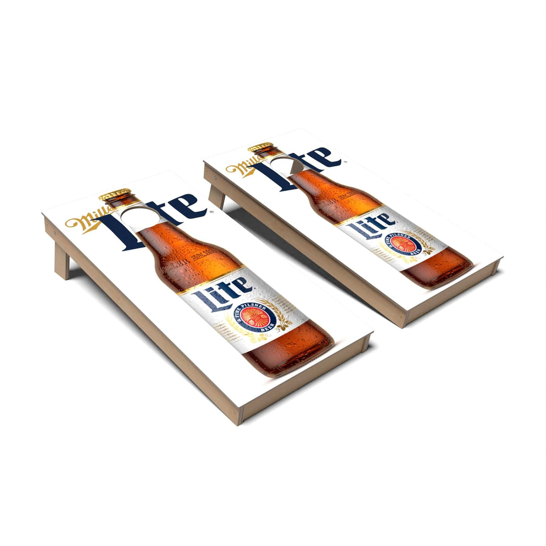 Slick Woody's Cornhole Co. Cornhole Board Miller Light Bottle MillerCoors Cornhole Boards - Backyard