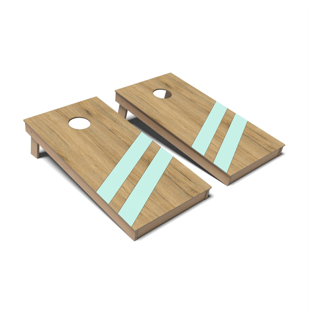 Slick Woody's Cornhole Co. Cornhole Board Mint Angled Lines Surf Cornhole Boards - Backyard