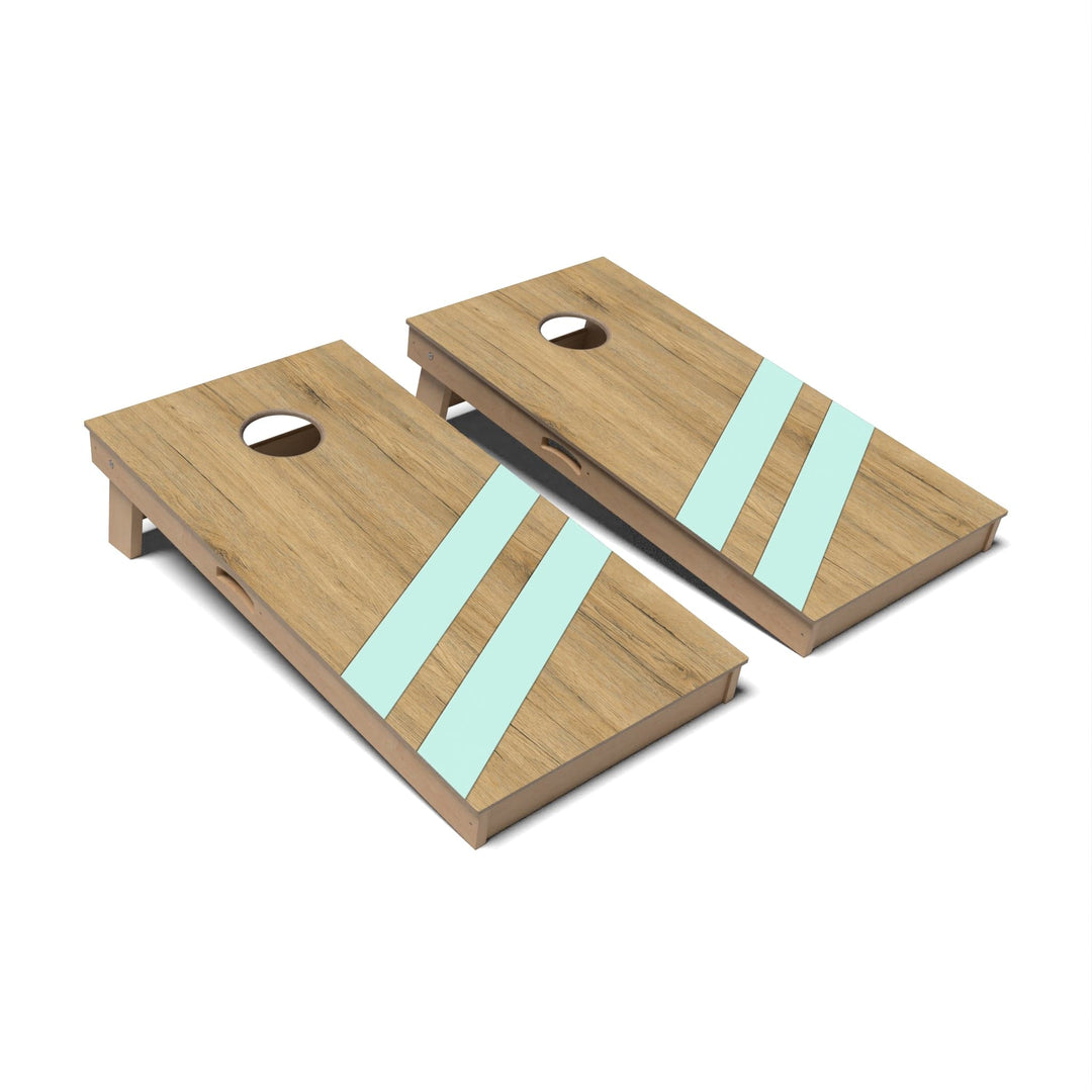 Slick Woody's Cornhole Co. Cornhole Board Mint Angled Lines Surf Cornhole Boards - Professional Signature