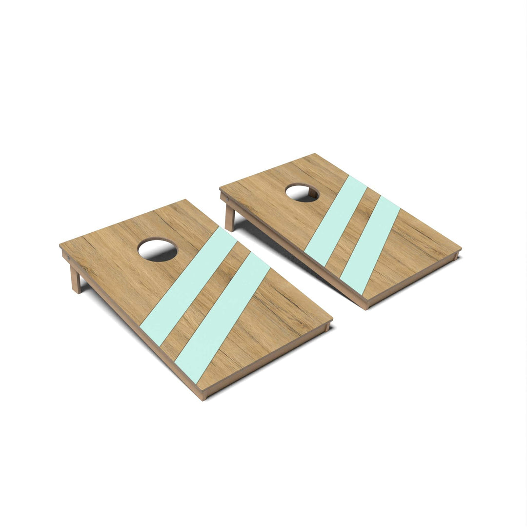 Slick Woody's Cornhole Co. Cornhole Board Mint Angled Lines Surf Cornhole Boards - Tailgate