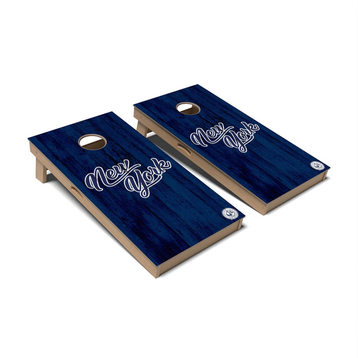 Slick Woody's Cornhole Co. Cornhole Board Navy/White Solid Baseball New York Cornhole Boards - Professional Signature