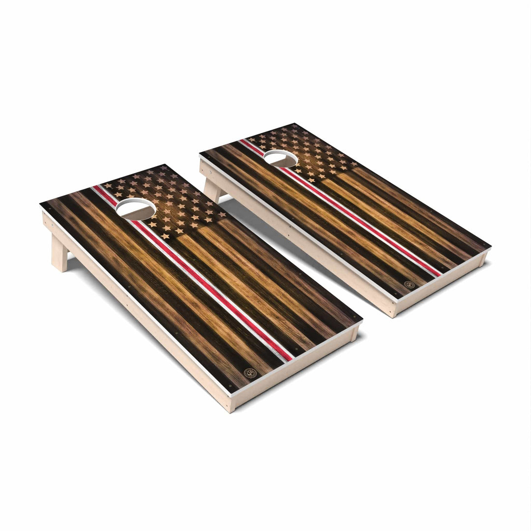 Slick Woody's Cornhole Co. Cornhole Board Nurse Red & White Thin Line Flag Cornhole Boards - All Weather