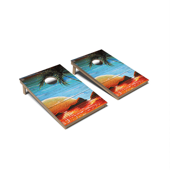 Slick Woody's Cornhole Co. Cornhole Board Ocean Sunset Coastal Cornhole Boards - Tailgate