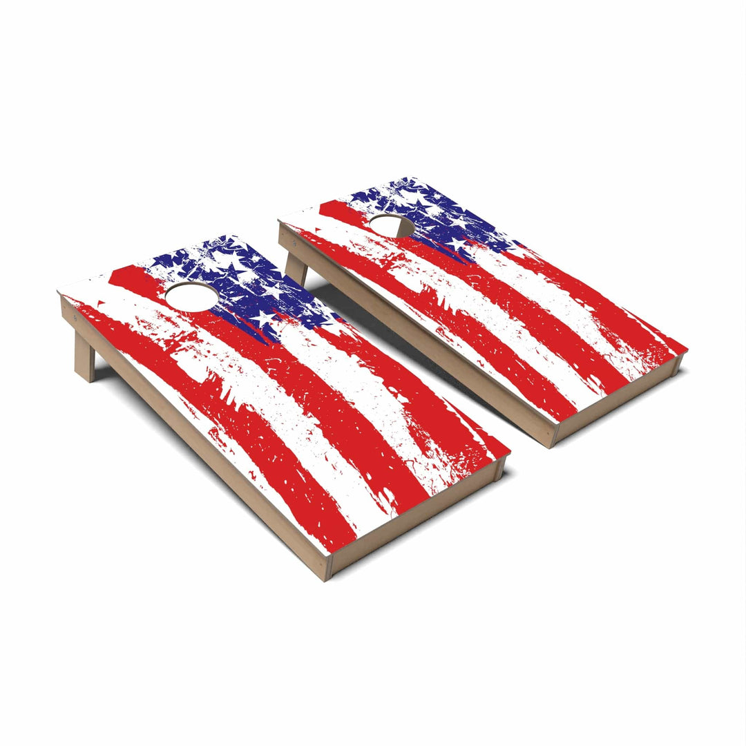 Slick Woody's Cornhole Co. Cornhole Board Painted American Flag Patriotic Cornhole Boards - Backyard
