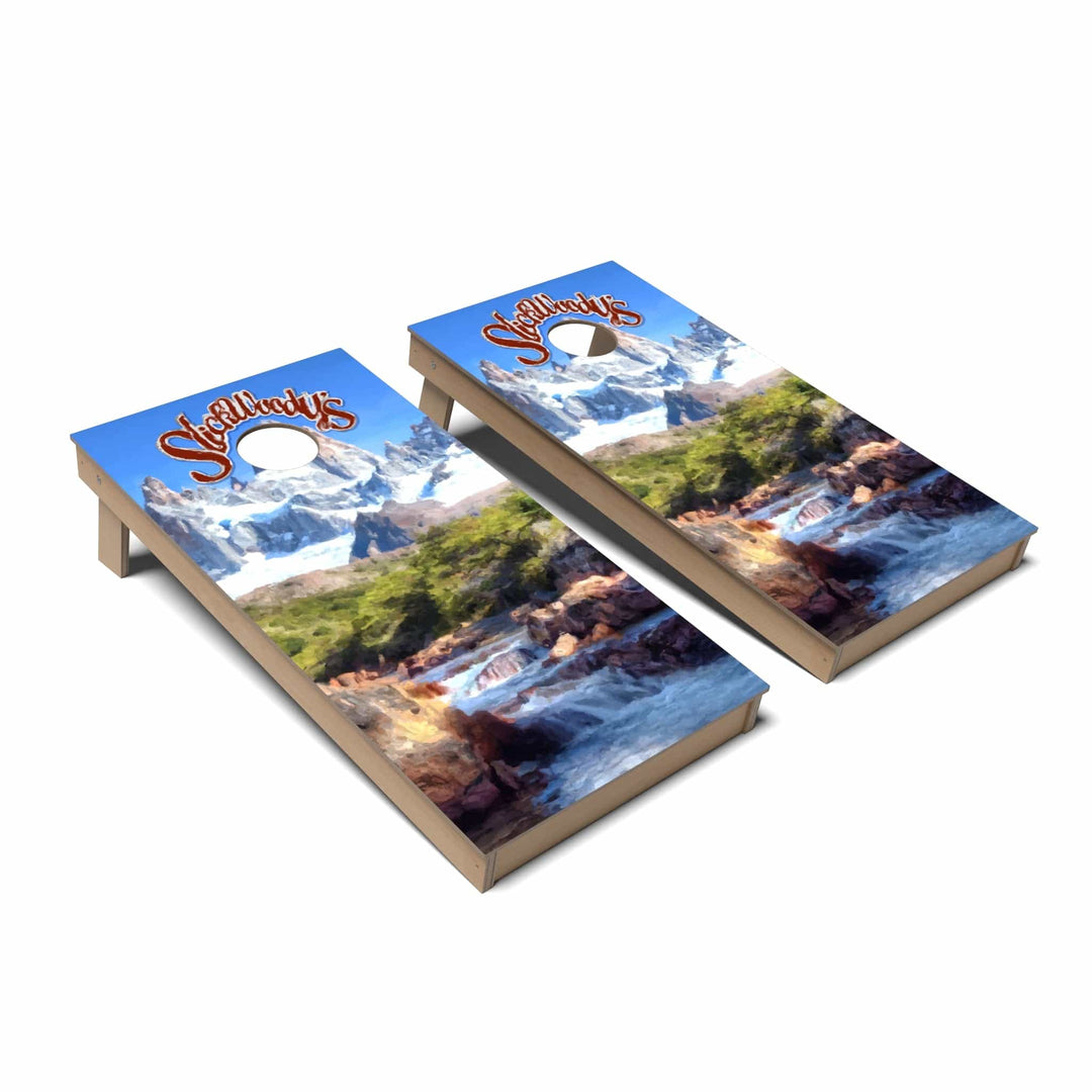 Slick Woody's Cornhole Co. Cornhole Board Palette Knife Artist Cornhole Boards - Backyard