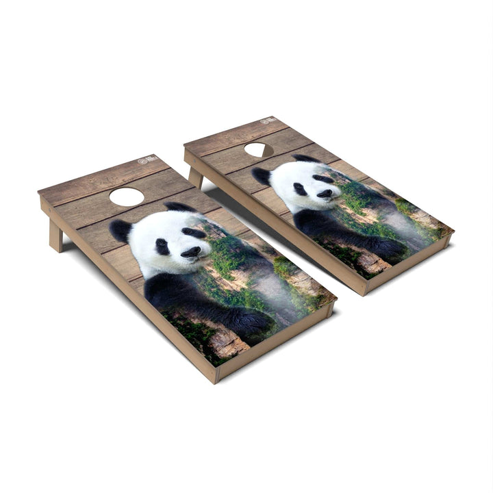 Slick Woody's Cornhole Co. Cornhole Board Panda Wild Animal Cornhole Boards - Backyard