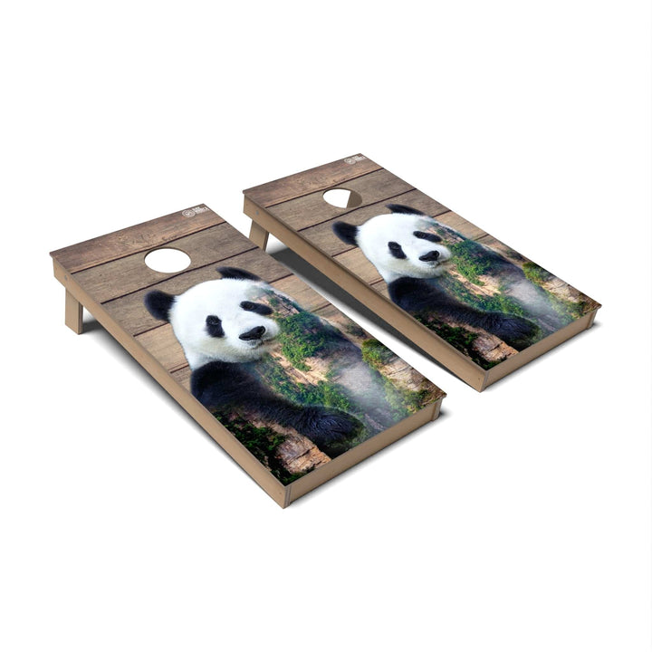 Slick Woody's Cornhole Co. Cornhole Board Panda Wild Animal Cornhole Boards - Backyard
