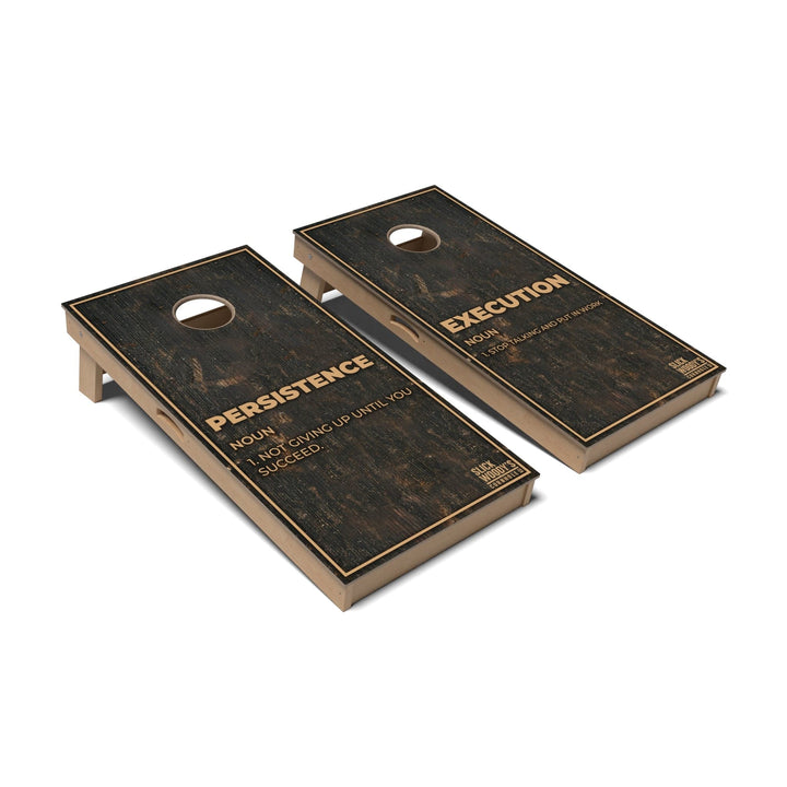 Slick Woody's Cornhole Co. Cornhole Board Persistence & Execution Inspirational Cornhole Boards - Professional Signature