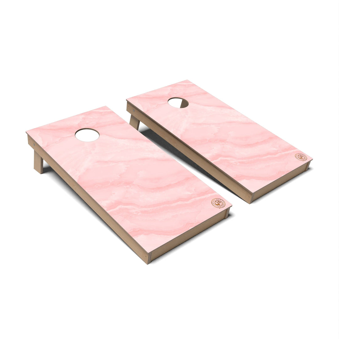 Slick Woody's Cornhole Co. Cornhole Board Pink Marble Cornhole Boards - Backyard