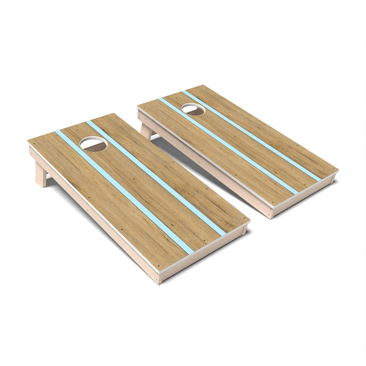 Slick Woody's Cornhole Co. Cornhole Board Powder Blue Pinstripes Surf Cornhole Boards - All Weather