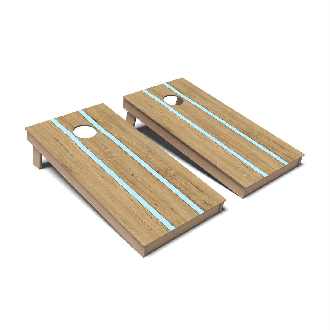 Slick Woody's Cornhole Co. Cornhole Board Powder Blue Pinstripes Surf Cornhole Boards - Backyard