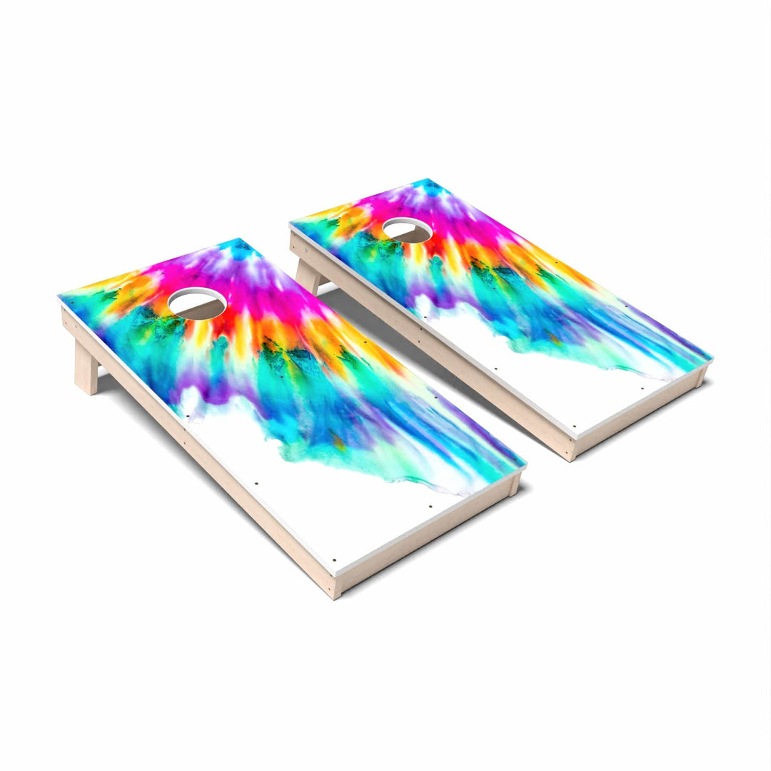 Slick Woody's Cornhole Co. Cornhole Board Rainbow Corner Tie Dye Cornhole Boards - All Weather