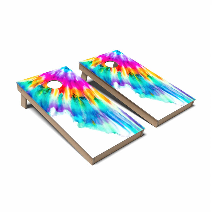 Slick Woody's Cornhole Co. Cornhole Board Rainbow Corner Tie Dye Cornhole Boards - Backyard