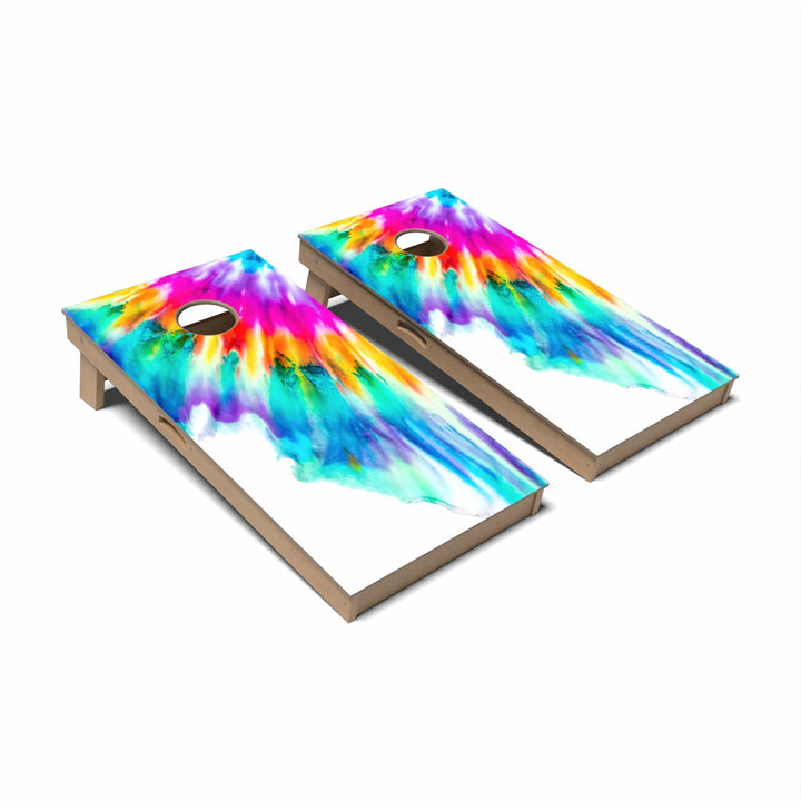 Slick Woody's Cornhole Co. Cornhole Board Rainbow Corner Tie Dye Cornhole Boards - Professional Signature