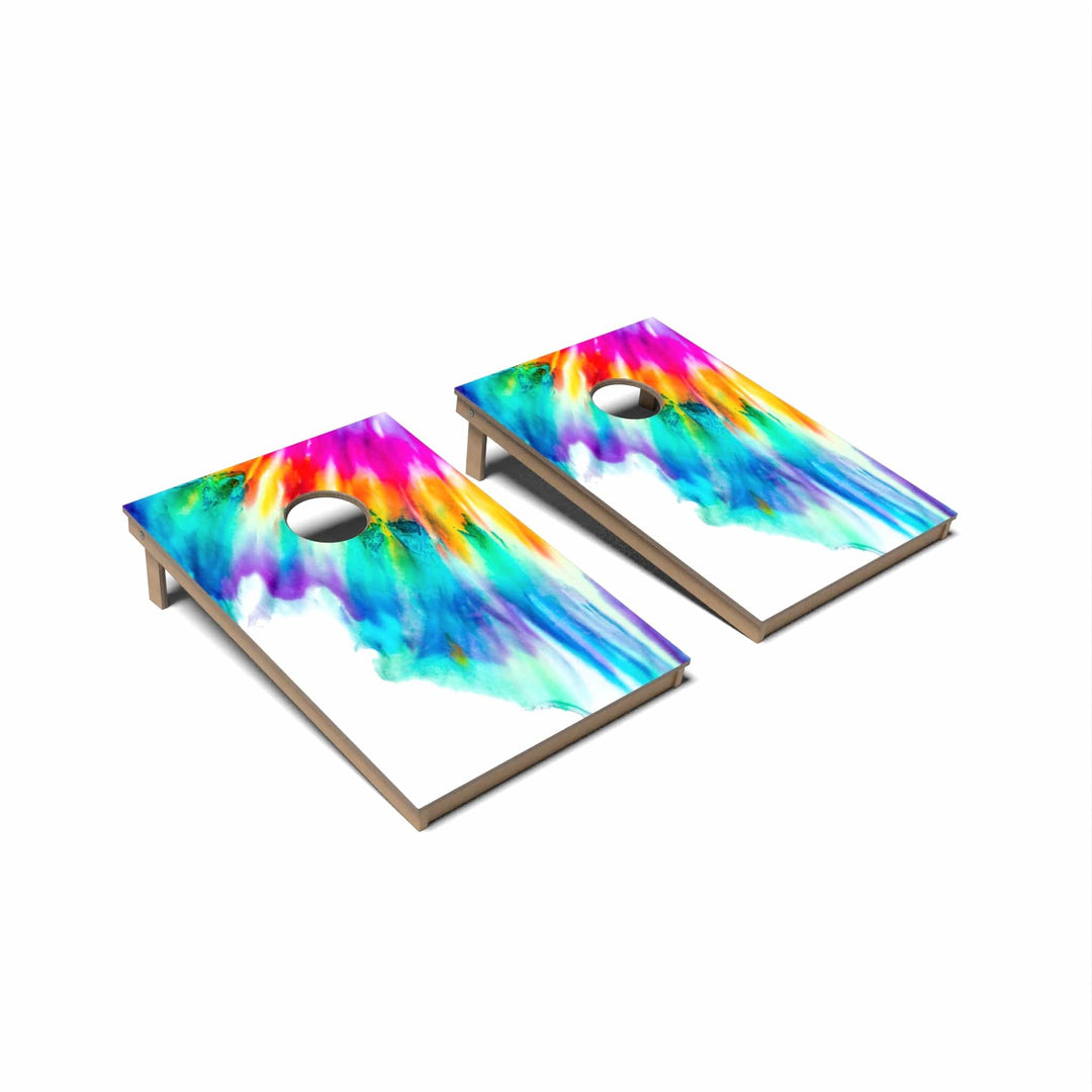 Slick Woody's Cornhole Co. Cornhole Board Rainbow Corner Tie Dye Cornhole Boards - Tailgate