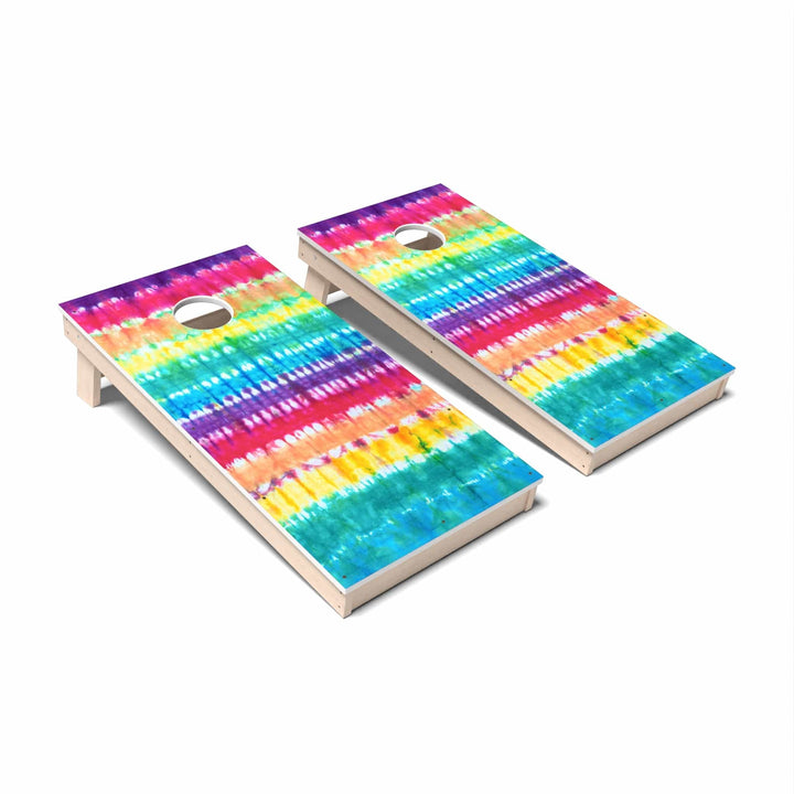 Slick Woody's Cornhole Co. Cornhole Board Rainbow Stripes Tie Dye Cornhole Boards - All Weather