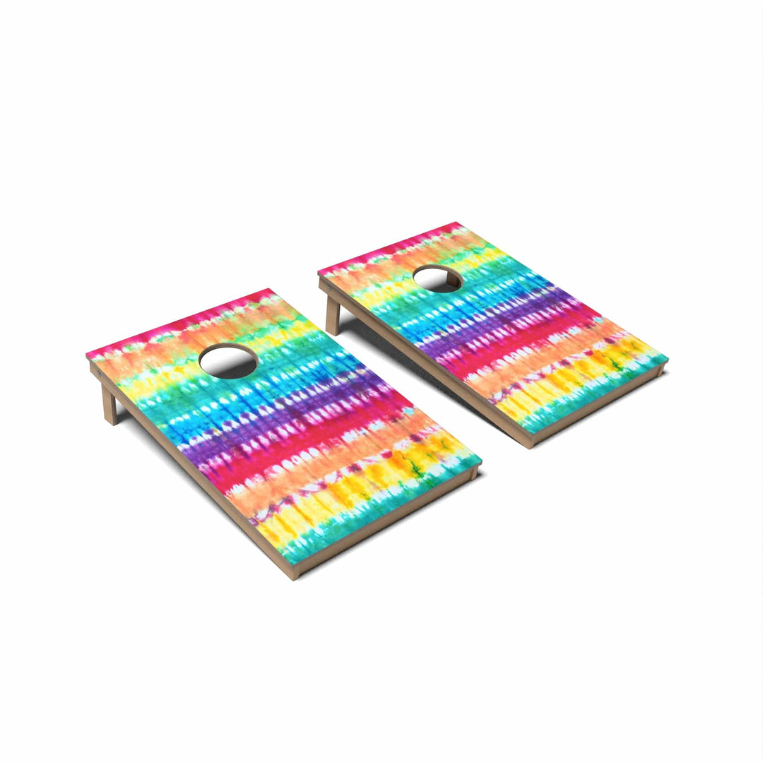 Slick Woody's Cornhole Co. Cornhole Board Rainbow Stripes Tie Dye Cornhole Boards - Tailgate