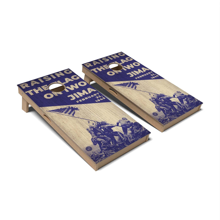 Slick Woody's Cornhole Co. Cornhole Board Raising the Flag on Iwo Jima Americana Cornhole Boards - Professional Signature