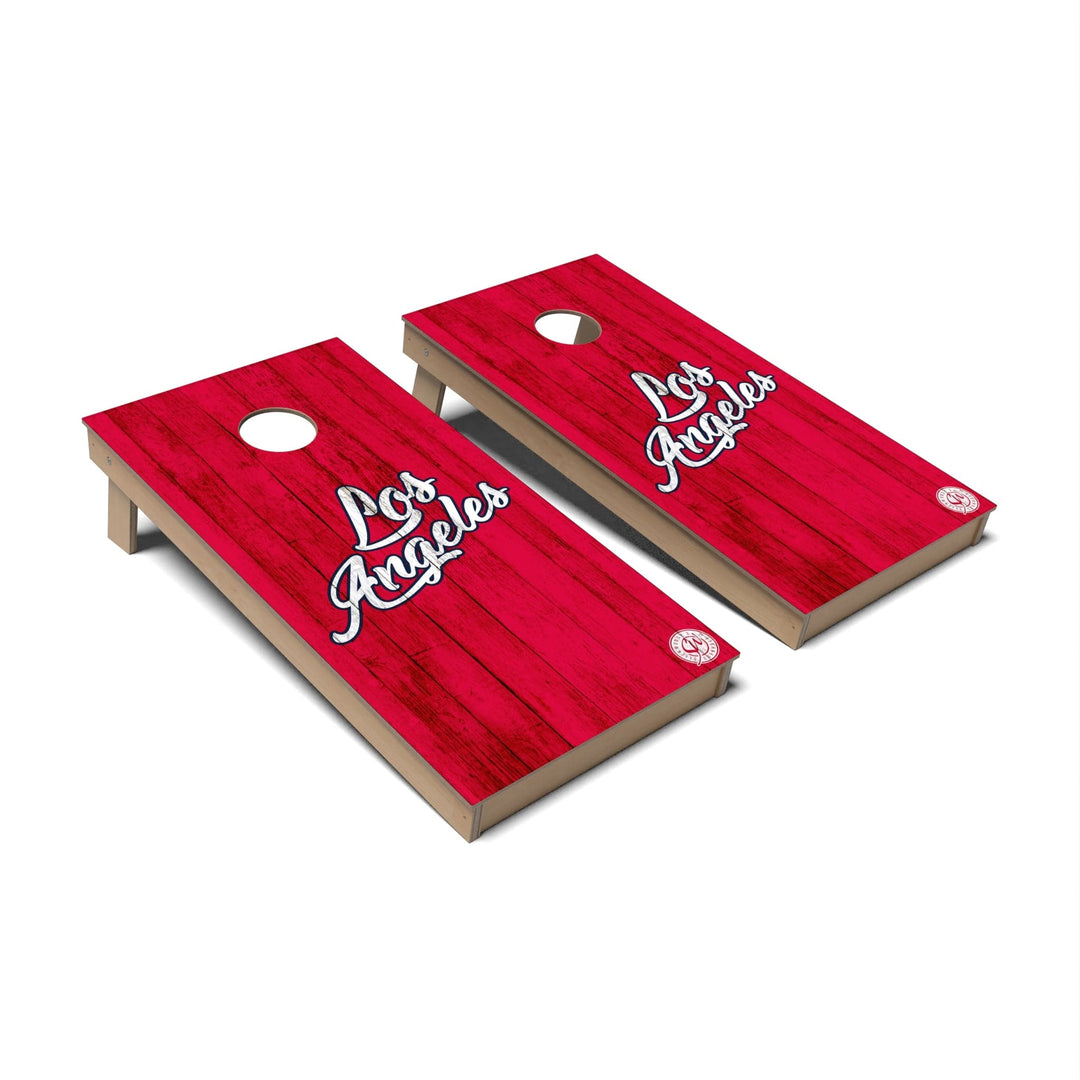 Slick Woody's Cornhole Co. Cornhole Board Red Solid Baseball Los Angeles Cornhole Boards - Backyard