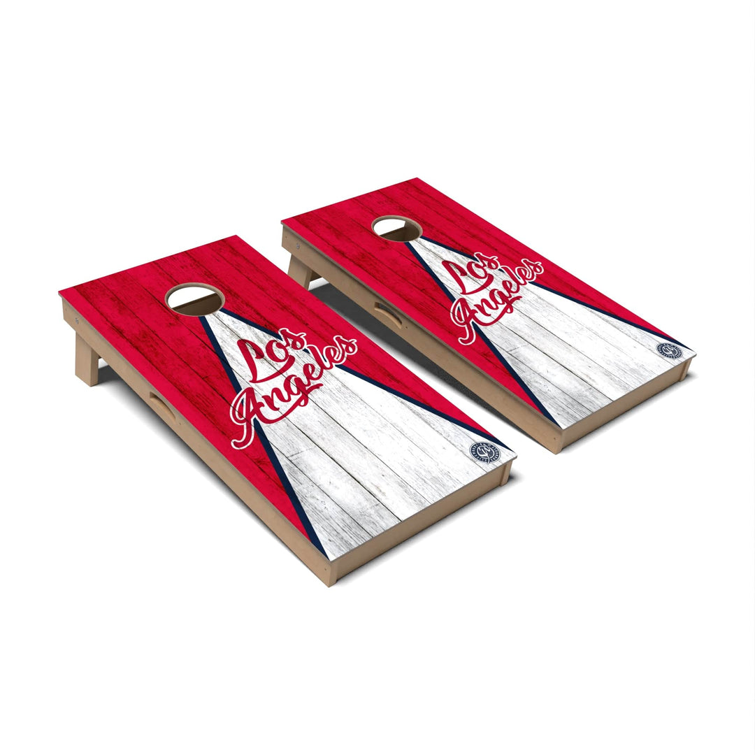 Slick Woody's Cornhole Co. Cornhole Board Red Triangle Baseball Los Angeles Cornhole Boards - Professional Signature