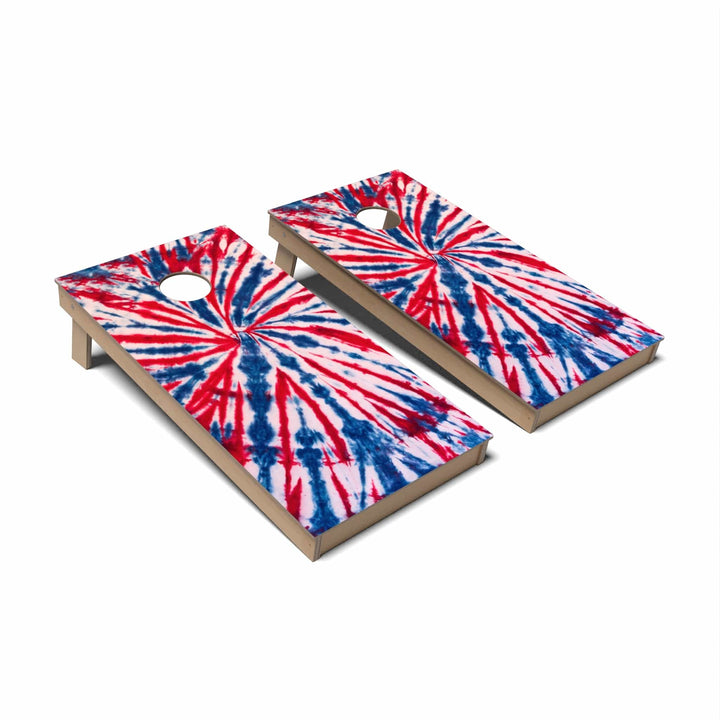 Slick Woody's Cornhole Co. Cornhole Board Red White & Blue Tie Dye Cornhole Boards - Backyard