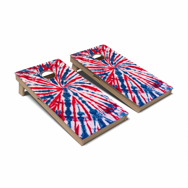 Slick Woody's Cornhole Co. Cornhole Board Red White & Blue Tie Dye Cornhole Boards - Professional Signature