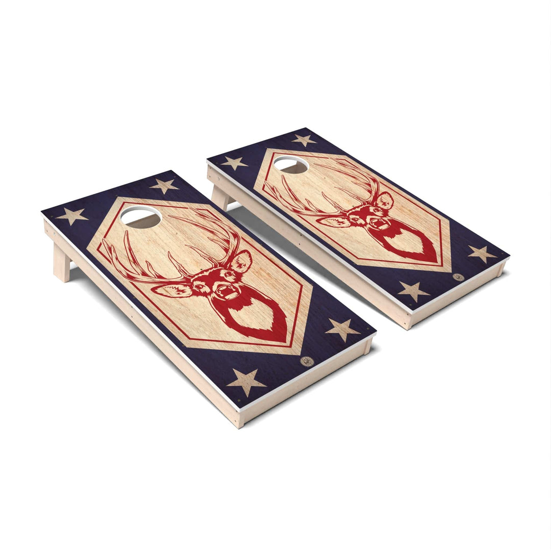 Slick Woody's Cornhole Co. Cornhole Board Red White & Buck Americana Cornhole Boards - All Weather