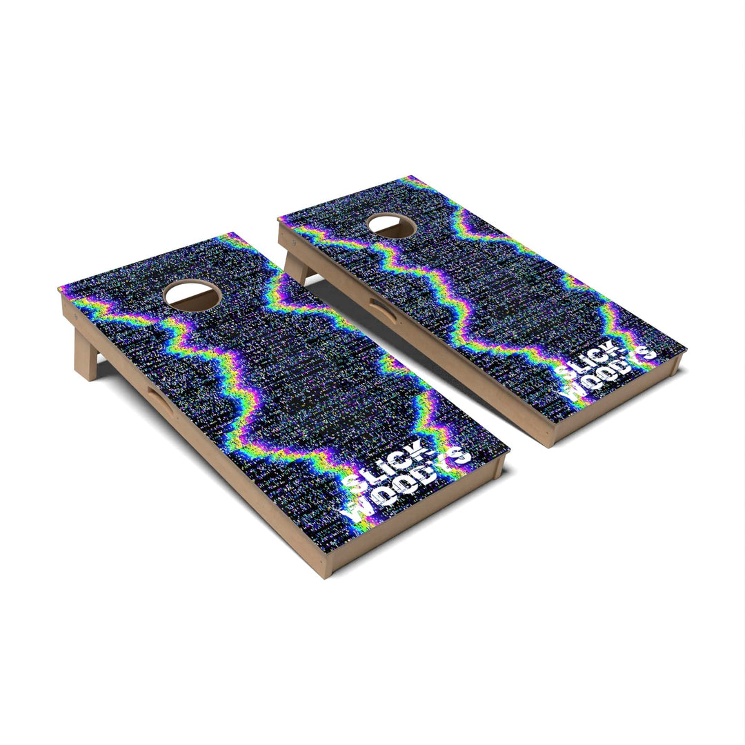 Slick Woody's Cornhole Co. Cornhole Board Retro Glitch Retro Cornhole Boards - Professional Signature