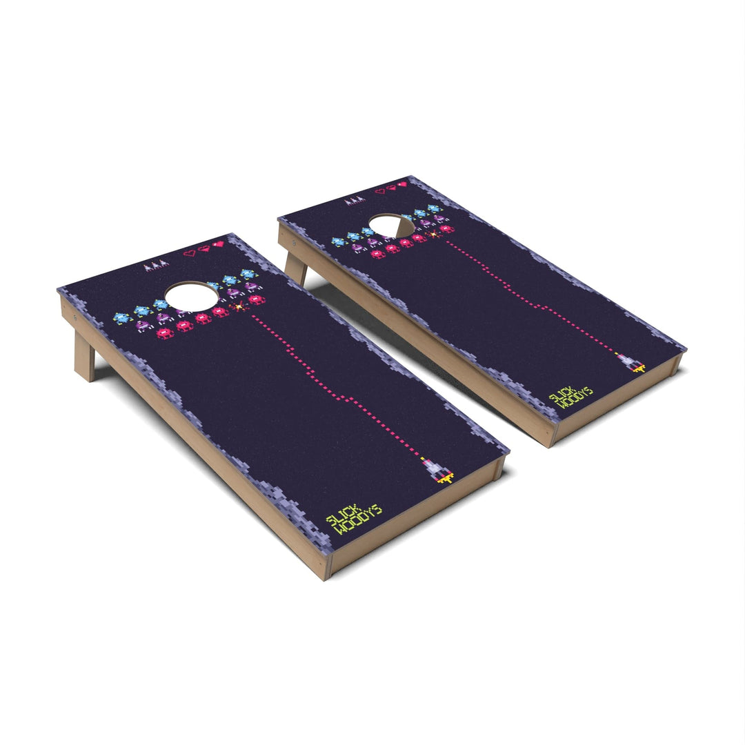 Slick Woody's Cornhole Co. Cornhole Board Retro Space Fighter Retro Cornhole Boards - All Weather