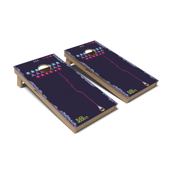 Slick Woody's Cornhole Co. Cornhole Board Retro Space Fighter Retro Cornhole Boards - Professional Signature