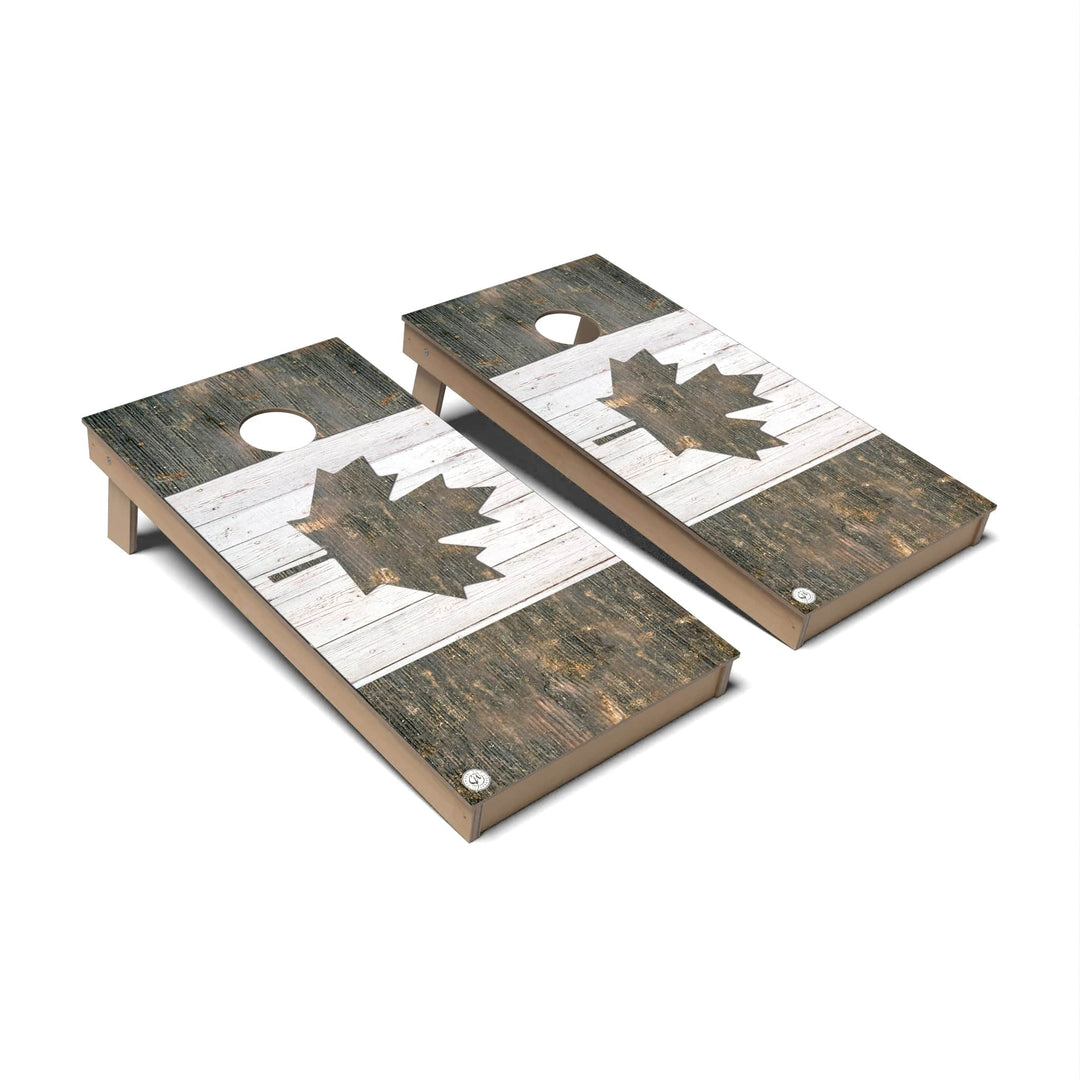 Slick Woody's Cornhole Co. Cornhole Board Rustic Canada International Flag Cornhole Boards - Backyard