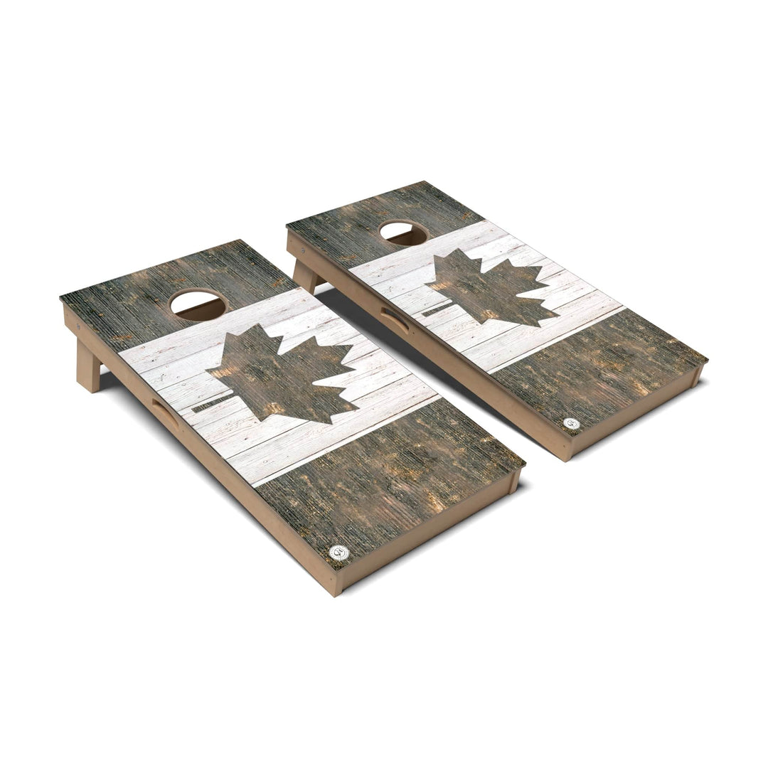 Slick Woody's Cornhole Co. Cornhole Board Rustic Canada International Flag Cornhole Boards - Professional Signature