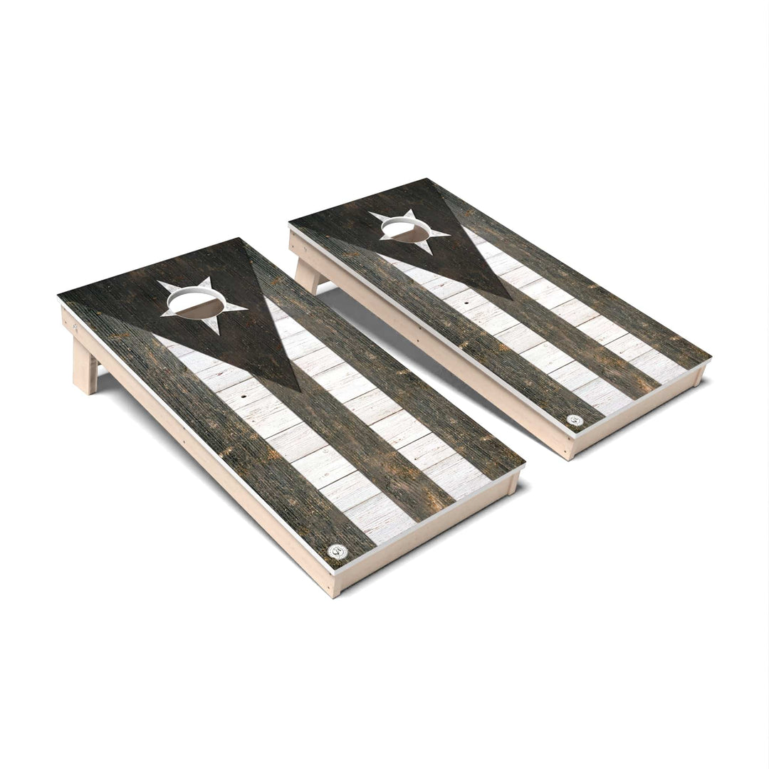 Slick Woody's Cornhole Co. Cornhole Board Rustic Puerto Rico International Flag Cornhole Boards - All Weather